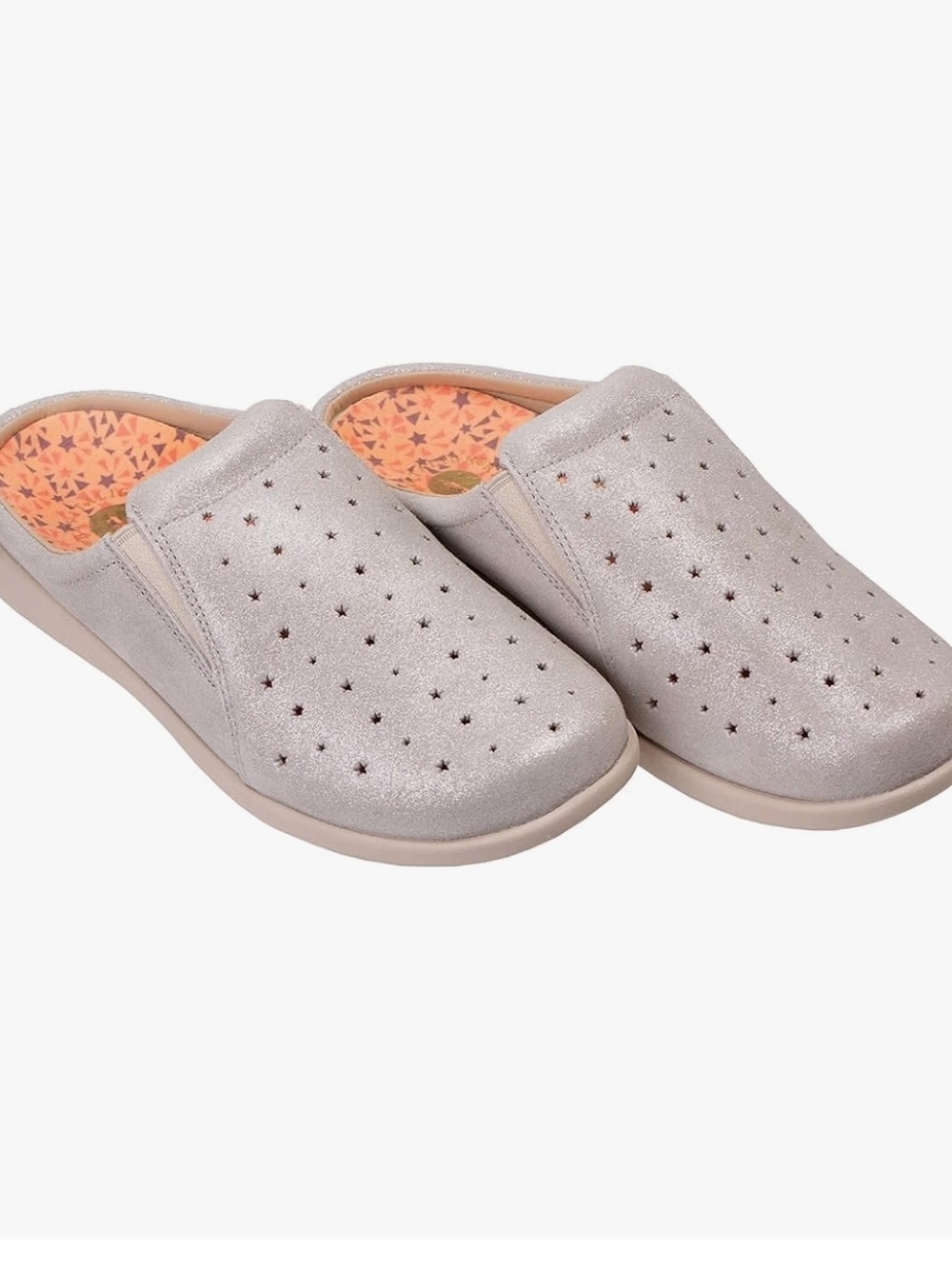 Revitalign sz 6 Women's Mystic Orthotic Shimmer Oatmeal Suede Mules
new in box b